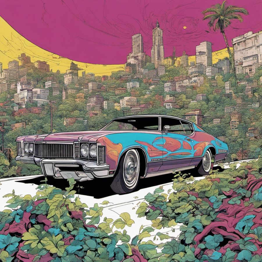 Illustration d'une Buick Riviera (1971) style BD