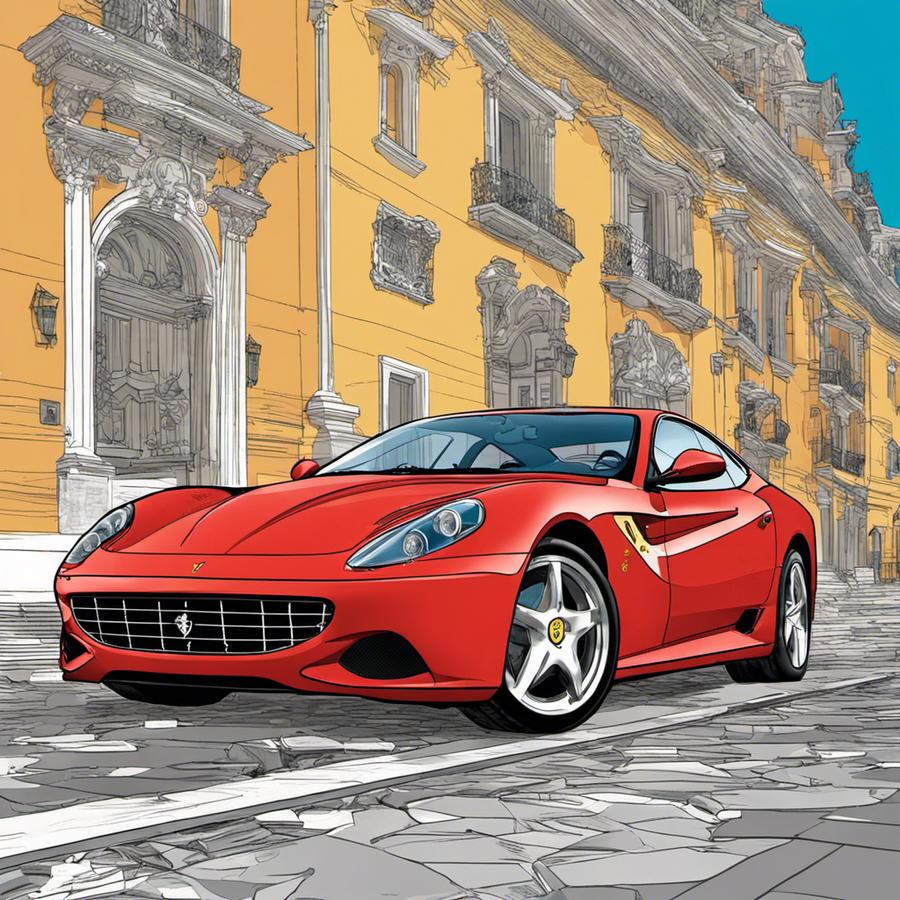 Illustration d'une Ferrari 612 Scaglietti style BD