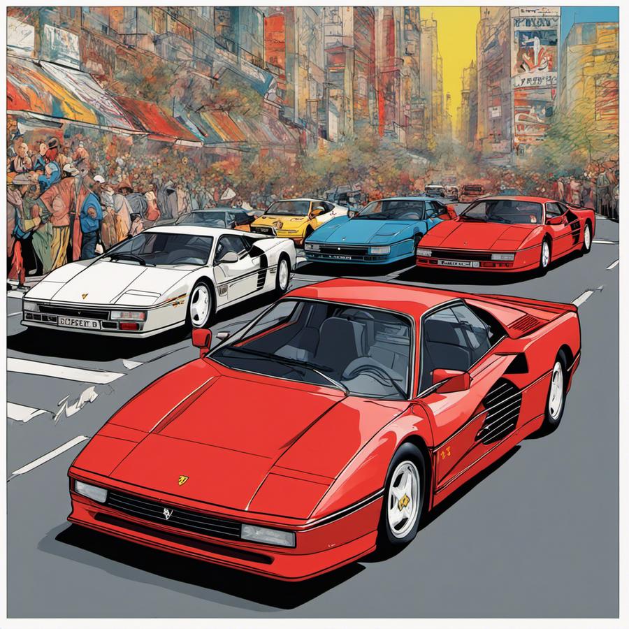 Illustration d'une Ferrari Testarossa (1984) style BD