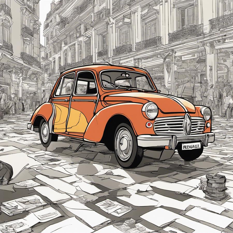 Illustration d'une Renault Frégate style BD