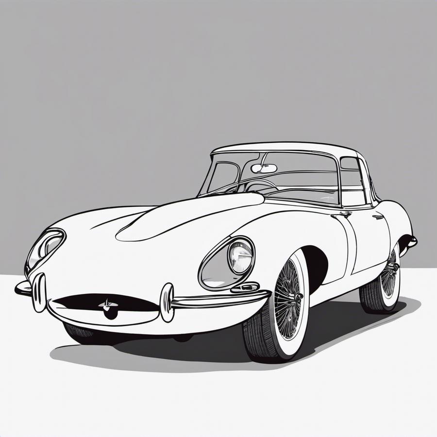 Jaguar Type E pour coloriage (dessin)