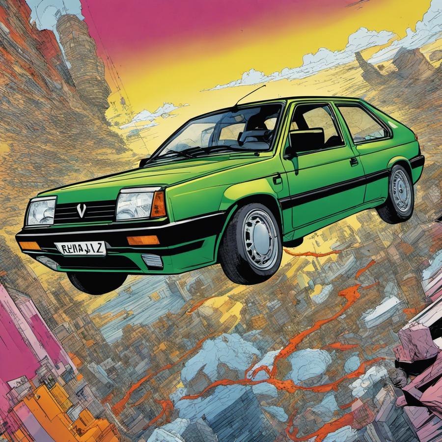Illustration d'une Renault 19 16S style BD