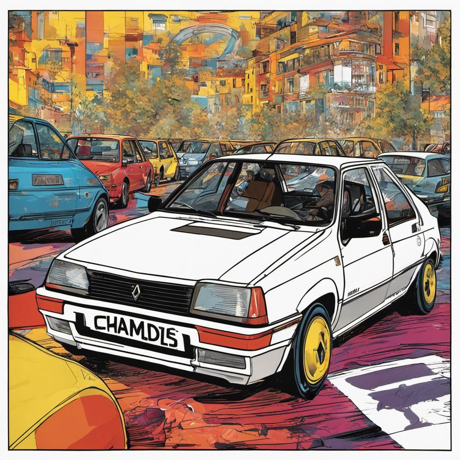 Illustration d'une Renault 19 Chamade GTS style BD