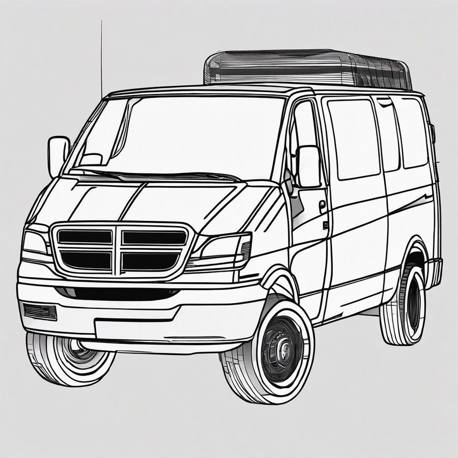Dodge Ram Van V8 pour coloriage (dessin)