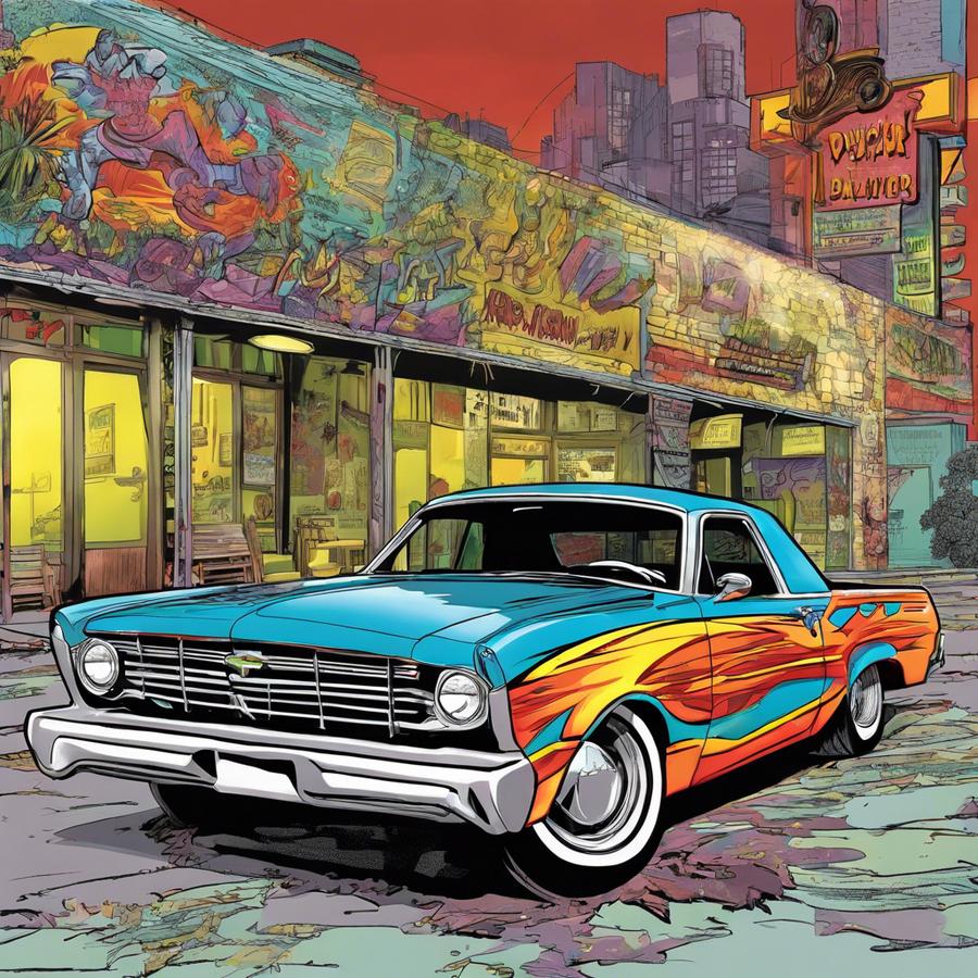 Illustration d'une Ford Ranchero style BD