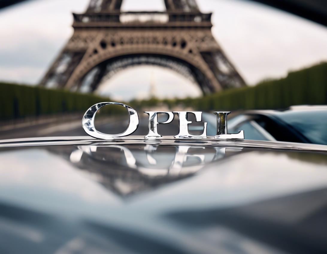 Image haute résolution d'une lettre froissée sur le capot d'une voiture Opel, la tour Eiffel faiblement visible dans le reflet.