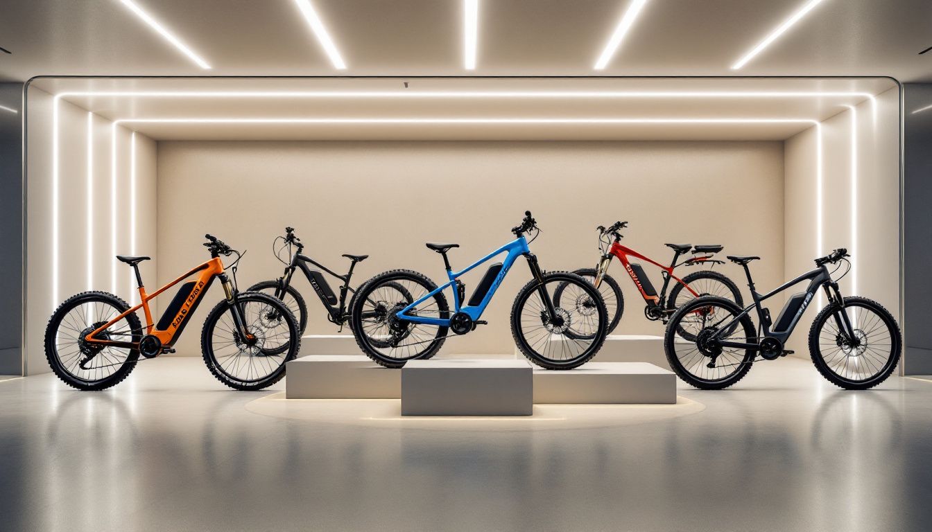 Vélos électriques exposés dans un showroom en Suisse.