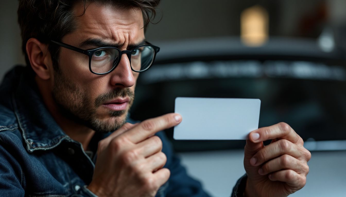 Image illustrant une absence de carte grise, suggérant un contrôle de conformité pour un véhicule.