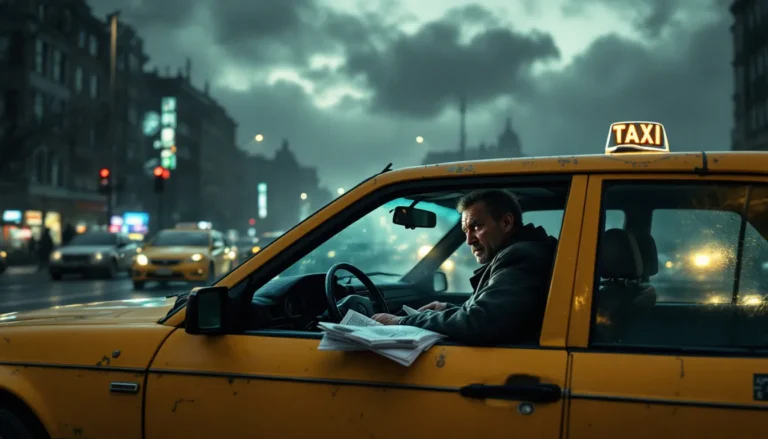 Difficultés rencontrées par des taxis en milieu urbain, illustrant des embouteillages et des contraintes de circulation.