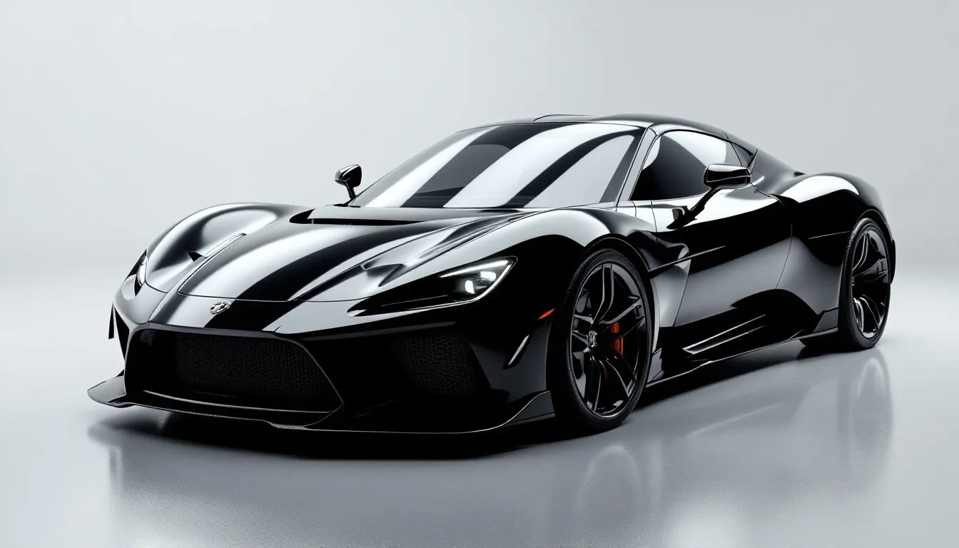 Une voiture au design audacieux mettant en valeur des contrastes saisissants de couleurs et de formes.