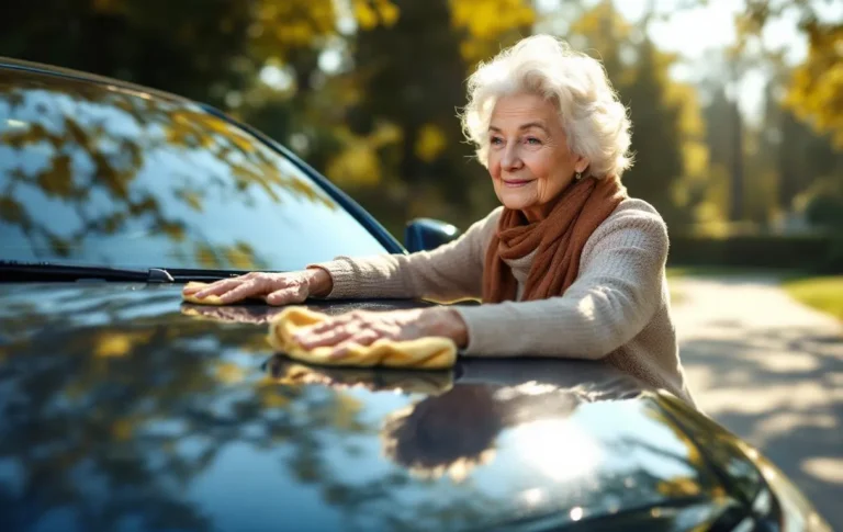 Une personne âgée se tient au soleil, son visage illuminé par la lumière naturelle.