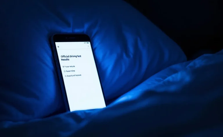 Un groupe de personnes consulte les résultats affichés sur un écran lumineux pendant la nuit.